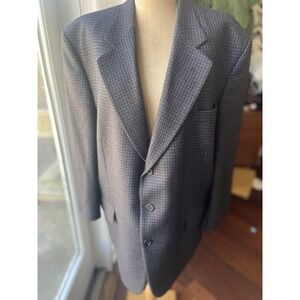 Stafford  Men's Gray Black Wool Three-Button Blazer Sport Coat Jacket 46R